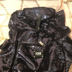 VICTORIA SECRET PINK BACKPACK BLUE SEQUIN